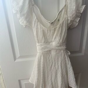 White Textured Mini Dress